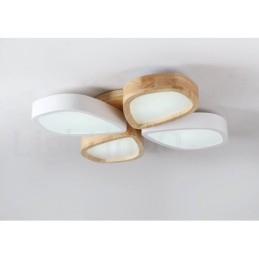 Dimmbare ultradünne Deckenleuchte aus Blütenholz mit Acrylschirm, Deckenlampe im nordischen Stil