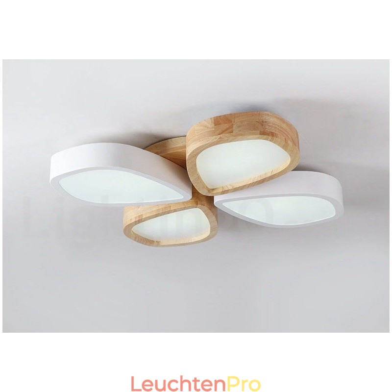 Dimmbare ultradünne Deckenleuchte aus Blütenholz mit Acrylschirm, Deckenlampe im nordischen Stil