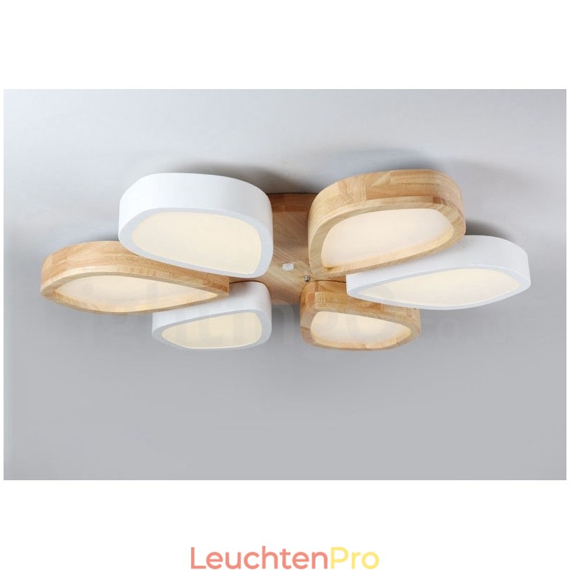 Dimmbare ultradünne Deckenleuchte aus Blütenholz mit Acrylschirm, Deckenlampe im nordischen Stil