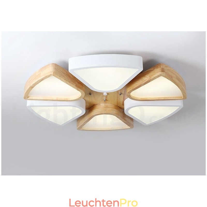 Dimmbare ultradünne Deckenleuchte aus Blütenholz mit Acrylschirm, Deckenlampe im nordischen Stil