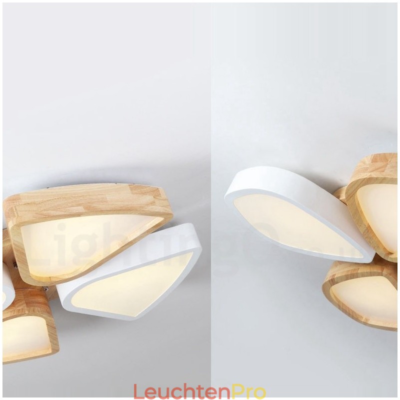 Dimmbare ultradünne Deckenleuchte aus Blütenholz mit Acrylschirm, Deckenlampe im nordischen Stil