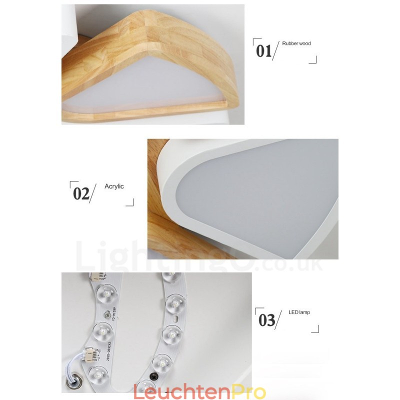 Dimmbare ultradünne Deckenleuchte aus Blütenholz mit Acrylschirm, Deckenlampe im nordischen Stil