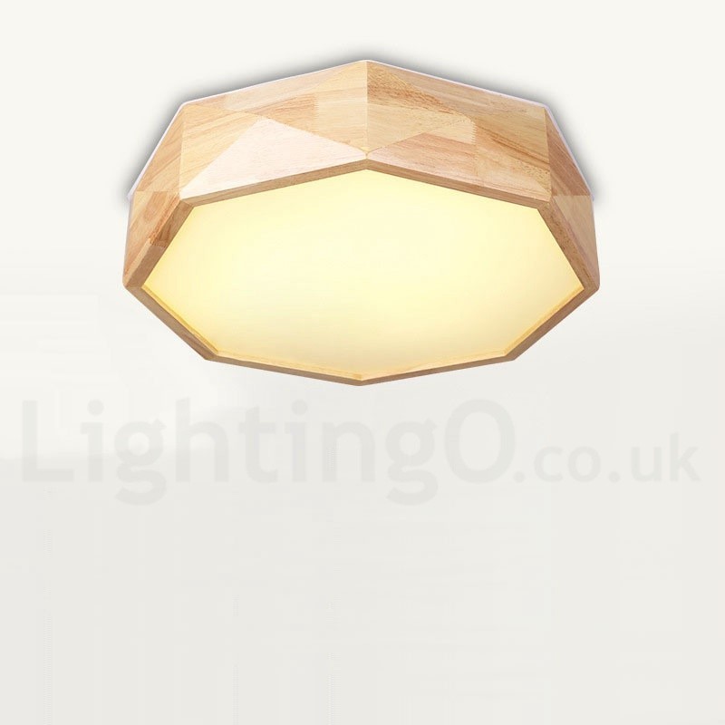 Dimmbare Deckenleuchte aus Holz mit Acrylschirm Deckenlampe im nordischen Stil