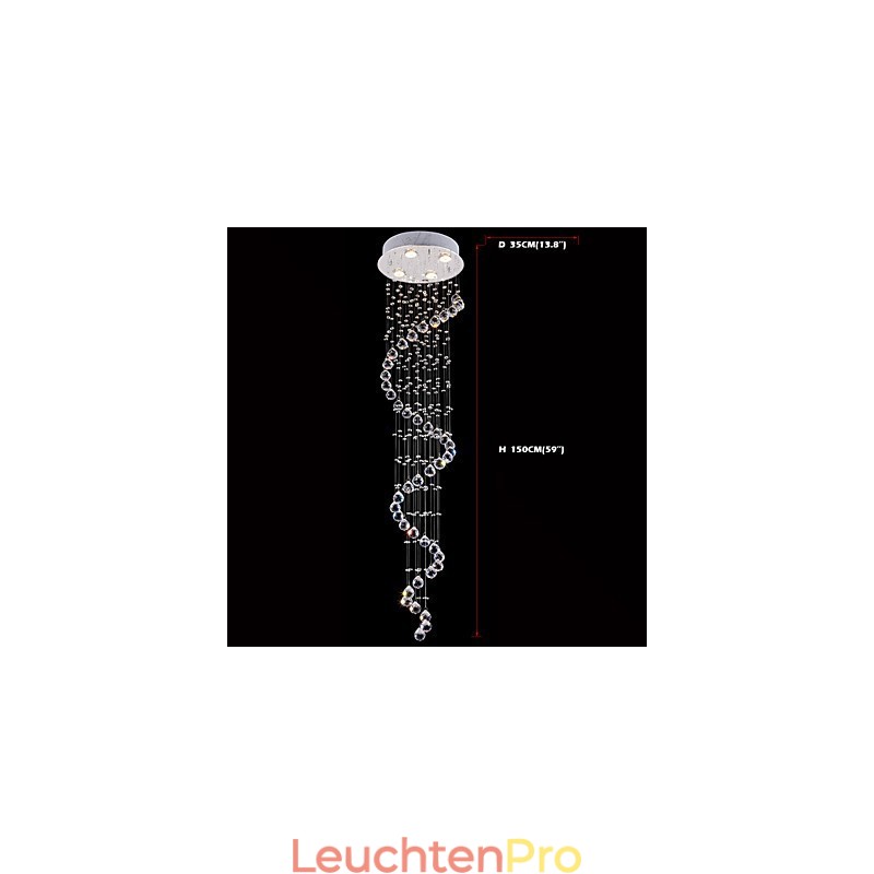Kristall Pendelleuchte Kronleuchter Beleuchtung 4 Lichter Silber Canpoy Klar K9 Kristall Helix Deckenleuchten H150CM