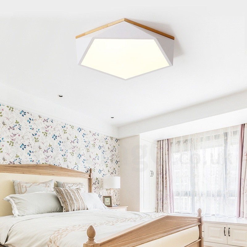 Dimmbare Macaron Multi Farben Holz Deckenleuchte mit Acrylschirm Deckenlampe Nordischer Stil