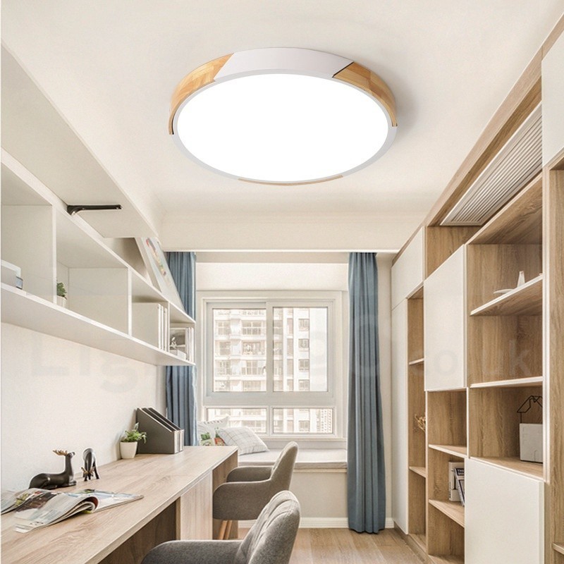 Dimmbare Macaron Multi Colours Holz Ultradünne Deckenleuchte mit Acrylschirm Deckenlampe Nordischer Stil