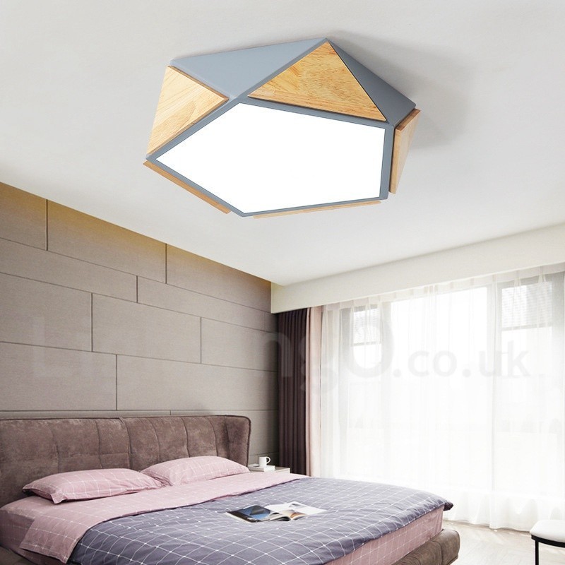 Dimmbare Macaron Multi Farben Holz Deckenleuchte mit Acrylschirm Deckenlampe Nordischer Stil