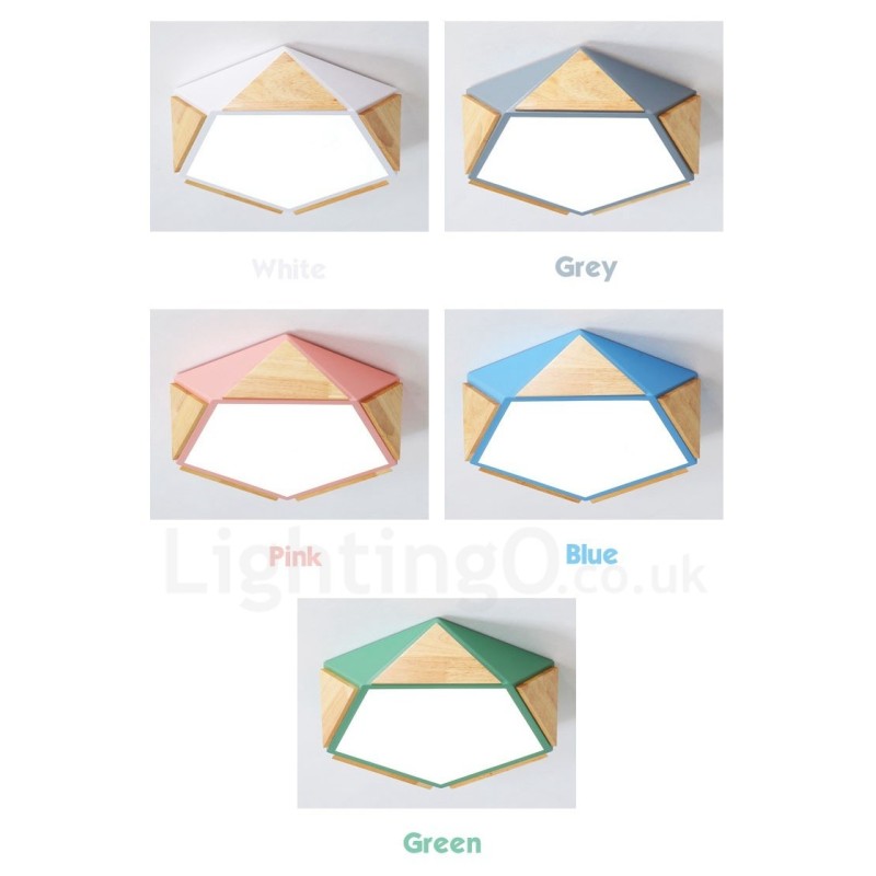 Dimmbare Macaron Multi Farben Holz Deckenleuchte mit Acrylschirm Deckenlampe Nordischer Stil