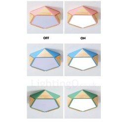 Dimmbare Macaron Multi Farben Holz Deckenleuchte mit Acrylschirm Deckenlampe Nordischer Stil