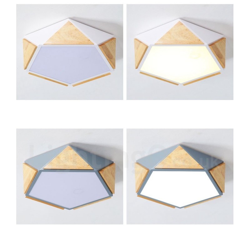 Dimmbare Macaron Multi Farben Holz Deckenleuchte mit Acrylschirm Deckenlampe Nordischer Stil