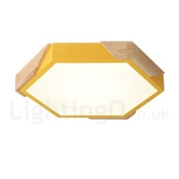 Dimmbare Macaron Ultradünne Mehrfarbige Holz-Deckenleuchte mit Acrylschirm Deckenlampe im nordischen Stil