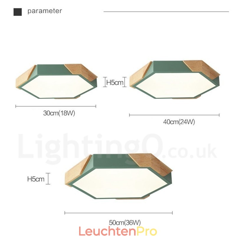 Dimmbare Macaron Ultradünne Mehrfarbige Holz-Deckenleuchte mit Acrylschirm Deckenlampe im nordischen Stil