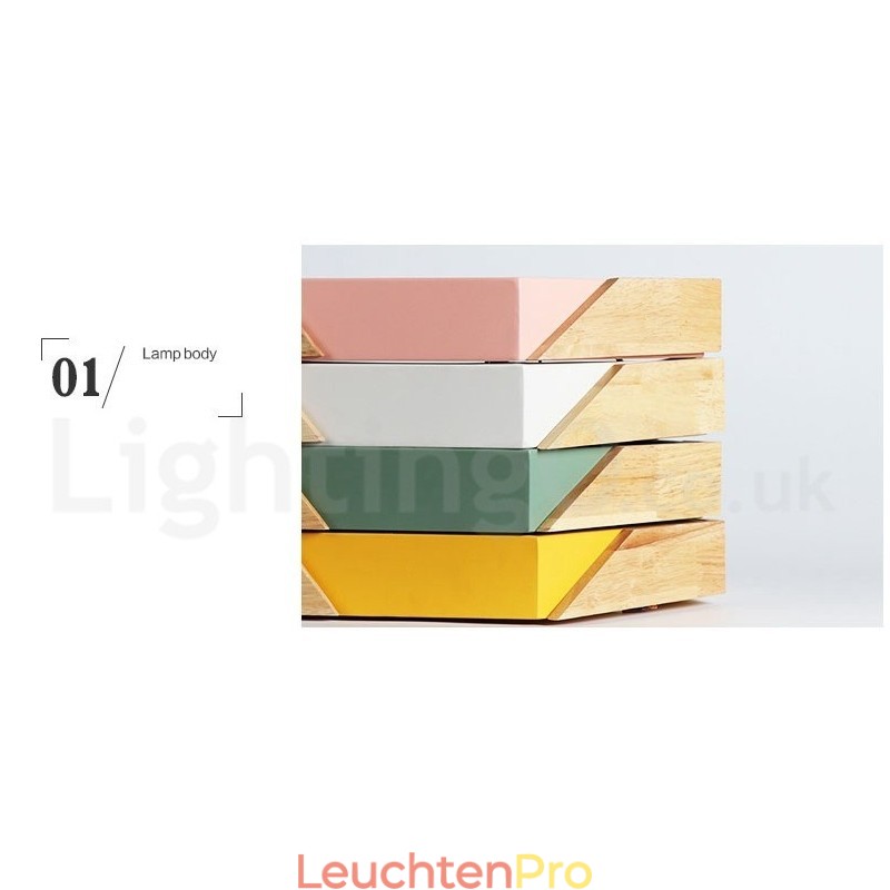 Dimmbare Macaron Ultradünne Mehrfarbige Holz-Deckenleuchte mit Acrylschirm Deckenlampe im nordischen Stil