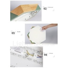 Dimmbare Macaron Ultradünne Mehrfarbige Holz-Deckenleuchte mit Acrylschirm Deckenlampe im nordischen Stil