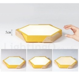 Dimmbare Macaron Ultradünne Mehrfarbige Holz-Deckenleuchte mit Acrylschirm Deckenlampe im nordischen Stil