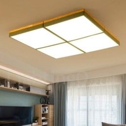 Große, quadratische, dimmbare Macaron-Deckenleuchte aus ultradünnem Holz in mehreren Farben mit Acrylschirm, Deckenlampe im nordischen Stil