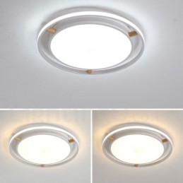 Dimmbare Macaron Ultradünne Mehrfarbige Runde Deckenleuchte aus Holz mit Acrylschirm Deckenlampe im nordischen Stil
