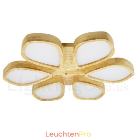 Deckenleuchte mit Blütenblatt-Design aus Holz mit Acrylschirm, Deckenlampe im nordischen Stil Deckenleuchte mit Blütenblatt-Design aus Holz mit Acrylschirm, Deckenlampe im nordischen Stil
