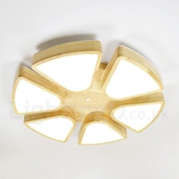 Deckenleuchte mit Blütenblatt-Design aus Holz mit Acrylschirm, Deckenlampe im nordischen Stil