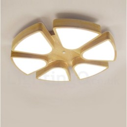 Deckenleuchte mit Blütenblatt-Design aus Holz mit Acrylschirm, Deckenlampe im nordischen Stil