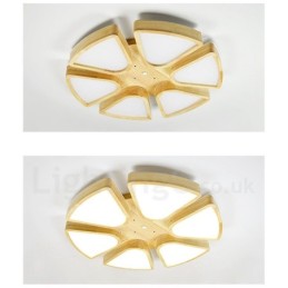 Deckenleuchte mit Blütenblatt-Design aus Holz mit Acrylschirm, Deckenlampe im nordischen Stil