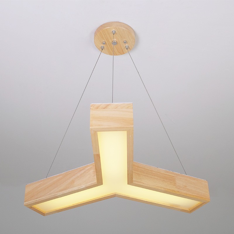 Moderne dreieckige Pendelleuchte aus Holz