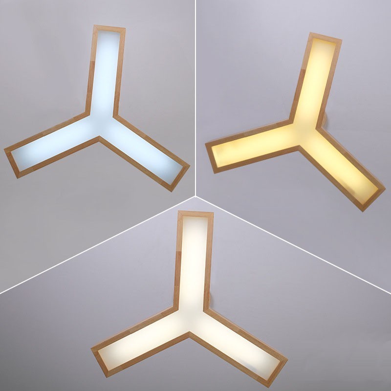 Moderne dreieckige Pendelleuchte aus Holz
