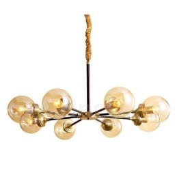 Luxuriöser rustikaler Kronleuchter im Retro-Vintage-Stil aus reinem Messing mit Glasschirmen