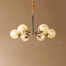 Luxuriöser rustikaler Kronleuchter im Retro-Vintage-Stil aus reinem Messing mit Glasschirmen