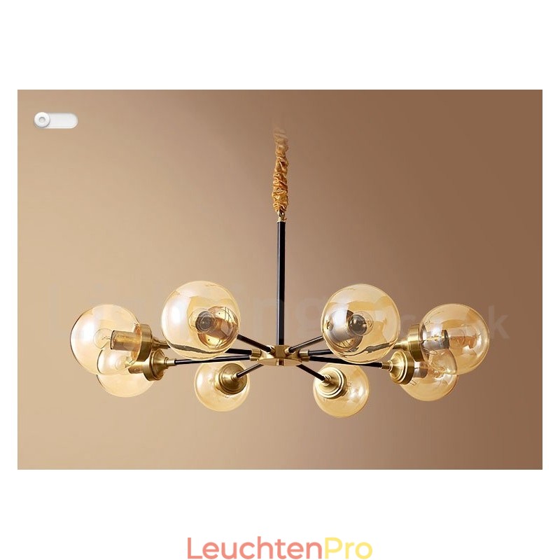 Luxuriöser rustikaler Kronleuchter im Retro-Vintage-Stil aus reinem Messing mit Glasschirmen