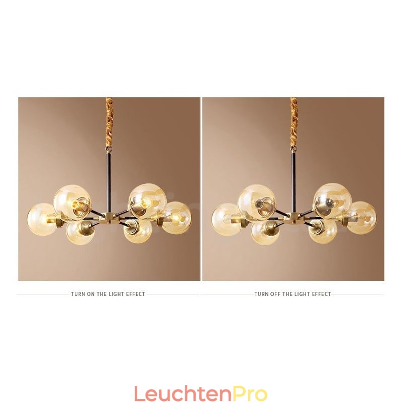 Luxuriöser rustikaler Kronleuchter im Retro-Vintage-Stil aus reinem Messing mit Glasschirmen