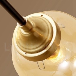 Luxuriöser rustikaler Kronleuchter im Retro-Vintage-Stil aus reinem Messing mit Glasschirmen