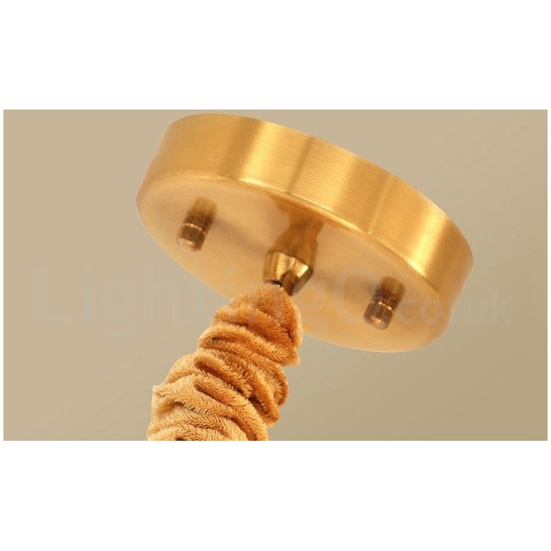 Hängeleuchte aus reinem Messing, schlicht, rustikal, Retro, Vintage, Messing, mit Stoffschirm