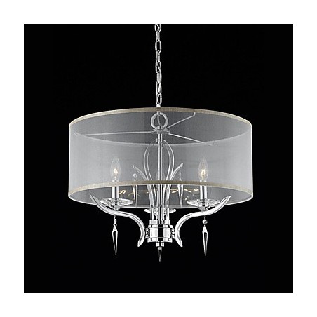 Moderne Pendelleuchte aus Kristall mit 3 Lichtern und halbtransparentem Schirm Moderne Pendelleuchte aus Kristall mit 3 Lichtern und halbtransparentem Schirm