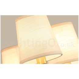 Großer luxuriöser rustikaler Retro-Vintage-Kronleuchter aus reinem Messing mit Stoffschirmen