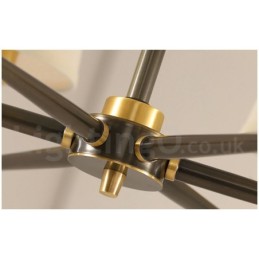 Großer luxuriöser rustikaler Retro-Vintage-Kronleuchter aus reinem Messing mit Stoffschirmen