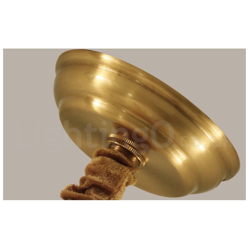 Großer luxuriöser rustikaler Retro-Vintage-Kronleuchter aus reinem Messing mit Stoffschirmen
