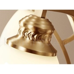 Großer luxuriöser rustikaler Retro-Vintage-Kronleuchter aus reinem Messing mit Glasschirmen