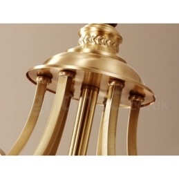Großer luxuriöser rustikaler Retro-Vintage-Kronleuchter aus reinem Messing mit Glasschirmen