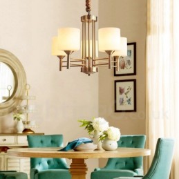 Großer luxuriöser rustikaler Retro-Vintage-Kronleuchter aus reinem Messing mit Glasschirmen