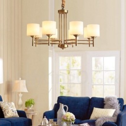 Großer luxuriöser rustikaler Retro-Vintage-Kronleuchter aus reinem Messing mit Glasschirmen
