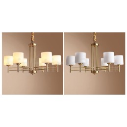 Großer luxuriöser rustikaler Retro-Vintage-Kronleuchter aus reinem Messing mit Glasschirmen
