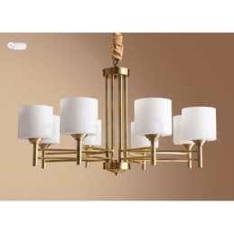 Großer luxuriöser rustikaler Retro-Vintage-Kronleuchter aus reinem Messing mit Glasschirmen