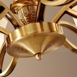 Großer luxuriöser rustikaler Retro-Vintage-Kronleuchter aus reinem Messing mit Glasschirmen
