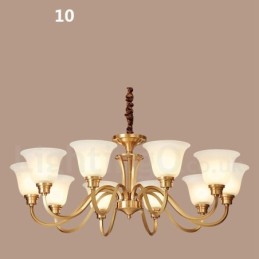 Großer luxuriöser rustikaler Retro-Vintage-Kronleuchter aus reinem Messing mit Glasschirmen