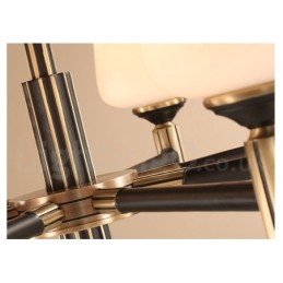 Großer luxuriöser rustikaler Retro-Vintage-Kronleuchter aus reinem Messing mit Glasschirmen