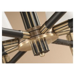 Großer luxuriöser rustikaler Retro-Vintage-Kronleuchter aus reinem Messing mit Glasschirmen