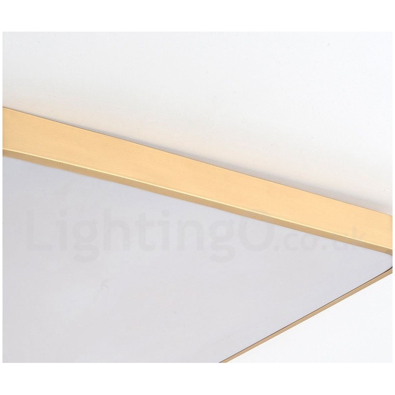 Ultradünne, quadratische, dimmbare, moderne Deckenleuchten im nordischen Stil aus Messing mit Acrylschirm, können auch als Wandleuchte verwendet werden.