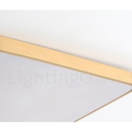 Ultradünne, rechteckige, dimmbare, moderne Deckenleuchte aus Messing im nordischen Stil mit Acrylschirm, kann auch als Wandleuchte verwendet werden.