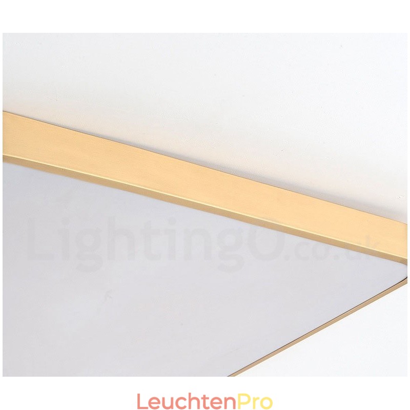 Ultradünne, rechteckige, dimmbare, moderne Deckenleuchte aus Messing im nordischen Stil mit Acrylschirm, kann auch als Wandleuchte verwendet werden.